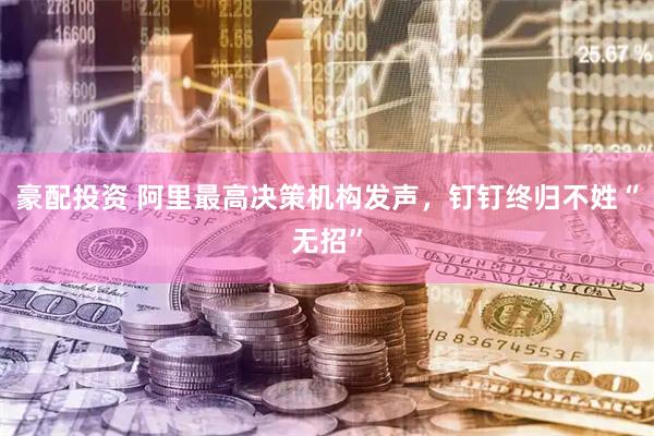 豪配投资 阿里最高决策机构发声，钉钉终归不姓“无招”